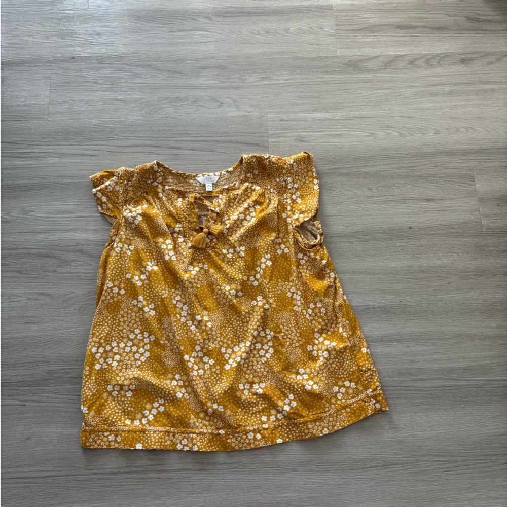 Time and Tru Mustard Yellow Floral Top